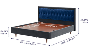 Modern Velvet Upholstered Japanese Style <b>Bed</b> King <b>Size</b> Tufted Headboard Midcentury Style Soft <b>Bed</b> Frame - Product Image 6