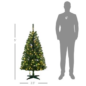5FT Artificial Christmas <b>Trees</b> with Warm White or Colorful LED <b>Lights</b> Auto Open Prelit Christmas <b>Tree</b> - Product Image 3
