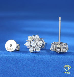 Beautiful Lab Grown Diamond Flower <b>Earrings</b> 925 Silver Sparkling <b>Stud</b> Jewelry For Women <b>Girls</b> Birthday Gift - Product Image 4