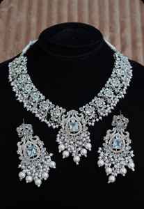 Collar de Moissanita Natural Multicolor con Cuentas Polki, Joyería Nupcial India, Collar Estilo Bollywood - Product Image 5