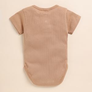 Body à manches courtes en bambou élasthanne organique de qualité supérieure Camel-Sous-vêtements pour bébés - Product Image 2