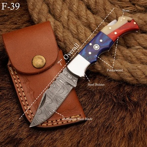 Custom Damascus Straight Folding Pocket <b>Knife</b> <b>Bone</b> <b>Handle</b> Pakkawood Grip Steel Bolster High Quality Industrial Camping <b>Knife</b> - Product Image 3