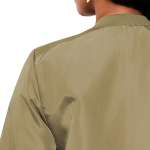 Blouson bomber vert olive à manches longues, fermeture éclair, col montant, vêtement d'extérieur décontracté en polyester tissé, pour toutes les saisons - Product Image 6
