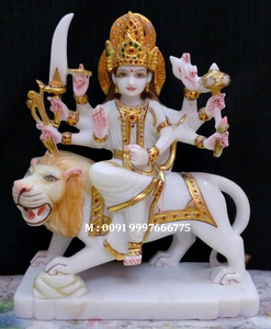 รูปปั้นพระแม่ดูร์กาทำจากหินอลาบาสเตอร์ - Product Image 2