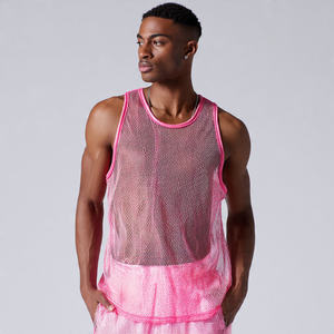 Camisetas de malla transparente largas para hombre, ligeras, de secado rápido, sin mangas, de poliéster. - Product Image 2