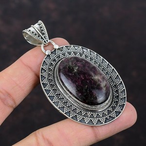 Pendentif en tourmaline noire naturelle, argent sterling 925, plaqué or/argent, style vintage, bijoux pour homme et femme - Product Image 2