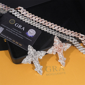 Pendentif Croix Iced Out en Argent 925 avec Diamant Moissanite, Collier Chaîne Cubaine, Pendentif Croix Religieux, Bijoux de Luxe pour Hommes - Product Image 2