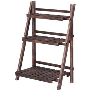 Présentoir pliable en bois à 3 niveaux Design élégant pour supports à fleurs et jardinières - Product Image 6