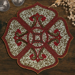 แผ่นรองจานทำมือสองสี แผ่นรองโต๊ะตกแต่ง ดีไซน์ไม่ซ้ำใคร สำหรับโต๊ะอาหาร ของตกแต่งบ้าน จำหน่ายจำนวนมาก - Product Image 1