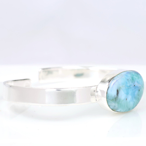 Natural Larimar Gemstone <b>Bracelet</b> 925 Sterling <b>Silver</b> Plated Adjustable <b>Cuff</b> <b>Bracelet</b> for Women Handmade Jewelry For Women - Product Image 2