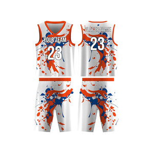 Ensemble de maillots de basket personnalisés, col en V, sans manches, impression sublimée, respirant, unisexe, vêtements d'équipe pour adultes - Product Image 1