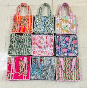 Sacs à main décontractés en coton matelassé, imprimé floral abstrait, légers, écologiques, sacs à bandoulière de voyage - Product Image 6