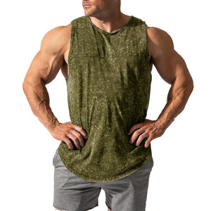 Débardeur de musculation pour homme de haute qualité avec boutons, 100 % coton, respirant et séchage rapide, effet délavé, vêtement de sport - Product Image 2