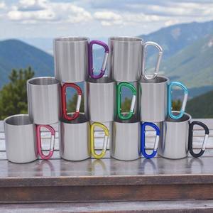 Gobelet isotherme double paroi en acier inoxydable avec mousqueton 220ml 300ml 8oz 10oz pour le camping et la randonnée - Product Image 3