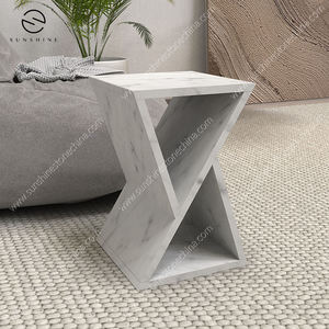 Modern <b>White</b> Marble <b>End</b> <b>Table</b> Minimalist Design Handmade Living Room Furniture - Product Image 5