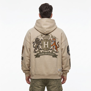Sweat à capuche pour homme vintage en molleton délavé à l'acide, brodé, épais, coupe oversize, style streetwear, à épaules tombantes - Product Image 2