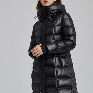 Chaqueta Larga Acolchada de Plumón para Mujer al por Mayor, Cuello Alto, Manga Larga, Cierre de Cremallera, Color Sólido, Ropa de Invierno, Acolchado Grueso de Poliéster - Product Image 3