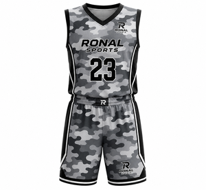 Ensemble maillot et short de basketball camouflage personnalisé OEM ODM, uniforme de basketball en polyester sublimé pour hommes, vêtements de sport pour entraînement d'équipe - Product Image 1