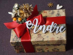 Etiqueta de Madera Personalizada con Nombre, Corte Láser, Decoración Navideña, Estilo Rústico, para Exhibición en Mesa Festiva - Product Image 3