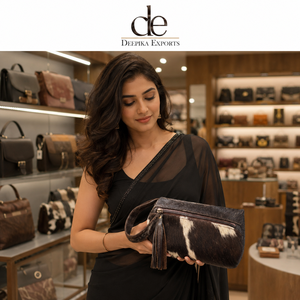 Neceser de Cuero Vacuno Estilo Western para Hombre y Mujer, Bolsa de Aseo con Pelo Natural, Bolsas de Maquillaje de Diseño para Viaje - Product Image 6