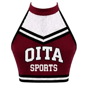 <b>Maroon</b> White Black Sleeveless Cheerleading Crop <b>Top</b> Athletic Performance Cheer Uniform <b>Top</b> for Women Girls Team Training - Product Image 1