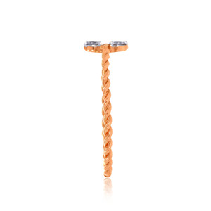 Anillo de Oro Rosa de 18K de Lujo con Dos Diamantes Entrelazados para Mujer, Joyería Fina Delicada, Anillo de Diamantes Apilable, Regalo Romántico para Ella - Product Image 3