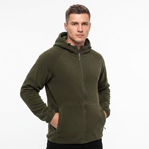 Veste à capuche zippée épaisse pour homme, style usé, en molleton de coton, écologique - Product Image 1
