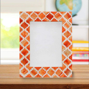 Trending Low MOQ Handmade Recycled Buffalo Bone Inlay Modern <b>Square</b> Vertical Tabletop <b>Photo</b> <b>Frame</b> Factory Direct Sale - Product Image 1