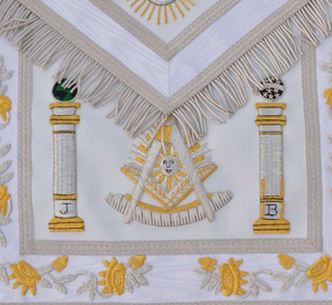 Masonic Regalia <b>Needlework</b> Master Mason Apron with Jewel Collar Gavel Trowel Square Cross-Stitching Featuring Crafts Safety Pin - Product Image 6