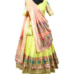 งานลําดับการปักผ้าไหม Jacquard ของนักออกแบบล่าสุด Lehenga Choli โดย Fab Zone - Product Image 1