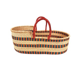Source modern red leather handle colorful striped high <b>wall</b> seagrass changing <b>basket</b> plus rattan changing kid <b>basket</b> - Product Image 1