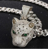 Pendentif léopard en or blanc 14kt de haute qualité Moissanite d'Inde