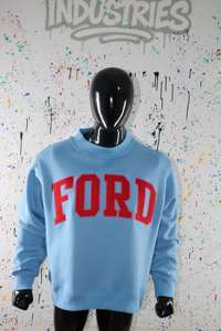 Sudadera de cuello alto personalizada en azul Columbia y rojo con apliques, de gran tamaño, 100% algodón de peso pesado, moderna, para mujer, Finer Threads - Product Image 2