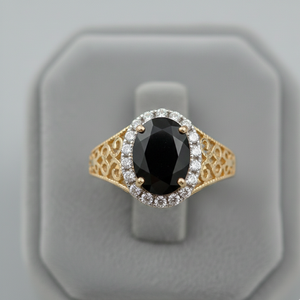 Anillo Ovalado de Ónix Negro, Talla 6 de EE. UU., Piedra Preciosa, Plata de Ley 925, Chapado en Oro de 18K, Anillo de Cóctel, Joyería Vintage - Product Image 4