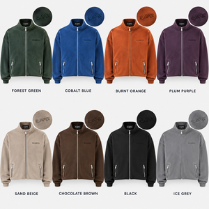 Custom Unisex Oversized Cropped Full Zip Sweatshirt <b>Jacket</b> Stand Collar Fleece Outerwear with Zipper Pockets OEM Private Label - Product Image 5