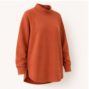 เสื้อสเวตเชิ้ตคอเต่าทรงยาวสีส้มไหม้แบบสั่งทำพิเศษสำหรับผู้หญิง รุ่น WSS-0009 - Product Image 3
