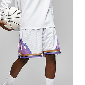 Shorts de sport respirants pour hommes, avec cordon de serrage et poches zippées, durables, 100% polyester, pour le basketball et le fitness - Product Image 5