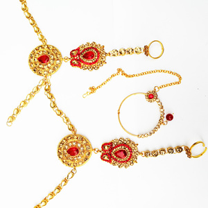 Indian Trendy Classic Choker Engagement Anniversary Wedding Party <b>Gift</b> Set Crystal Kundan Faux Pearl Alloy Gold Women's Earrings - Product Image 5