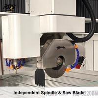 Scie à pont CNC 4 axes pour la découpe de dalles de granit, marbre et quartz avec table inclinable à chanfreinage à 45 degrés