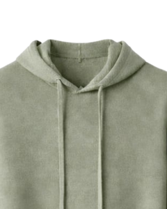 Sudadera con Capucha Personalizada para Hombre, Color Verde Salvia, de Algodón y Felpa, Manga Larga, Estilo Casual Urbano con Capucha con Cordón Ajustable - Product Image 4