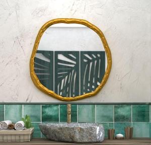 Irregular Brass Wall Mirror Bohemian Handmade <b>Frame</b> Bathroom Decor - Product Image 1