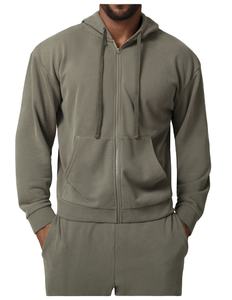 Sudadera con capucha de fitness para exteriores para hombre, camisetas de algodón de manga larga de rizo francés, chándal de estilo callejero sólido para correr, ropa informal de entrenamiento - Product Image 3