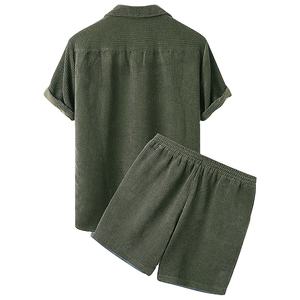 Ensemble de tenues d'été décontractées et respirantes pour hommes, survêtement à capuche avec logo personnalisé et short de couleur contrastée, ensembles imprimés athlétiques - Product Image 6
