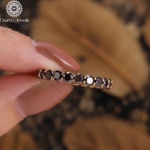 Anillo de compromiso y eternidad de moissanita Charm Jewels, plata 925 con baño de rodio, corte cojín, engaste de garras, certificado IGI - Product Image 3