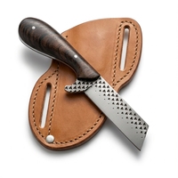 Couteau de chasse EDC en acier au carbone, lame texturée, manche en bois avec étui, fournisseur OEM, directement de l'usine