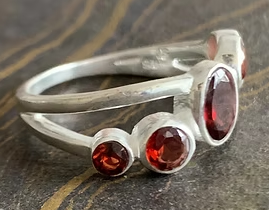 Designer <b>Garnet</b> Gemstone Handmade 925 <b>Silver</b> Plated Oval Shape Double Band Bohemian Engagement <b>Ring</b> with Bezel Setting - Product Image 2