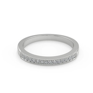 18K White <b>Gold</b> Round Brilliant Lab Grown Diamond Engagement <b>Ring</b> <b>Set</b> Milgrain Double Band Bridal <b>Set</b> | IGI Certified Wholesale - Product Image 2
