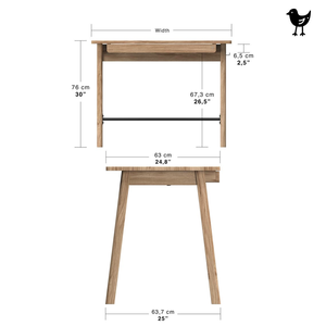 Escritorio de Madera Sólida con Cajón, Escritorio de Computadora de Madera Moderno de Mediados de Siglo para Oficina en Casa, Estación de Trabajo, Madera Natural - Product Image 4