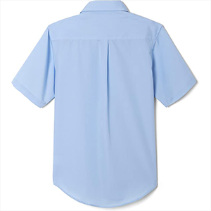 เสื้อนักเรียนขายส่ง ระดับประถมและมัธยม ผ้าคอตตอนทวิล ปักโลโก้ พิมพ์ลาย  แบบยูนิเซ็กซ์ สีขาว - Product Image 6