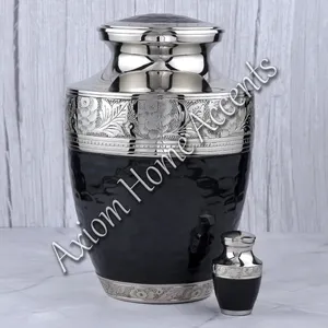 Urne en laiton gravée à la main, ornée et élégante, pour cendres précieuses - Souvenir commémoratif raffiné par Axiom Home Accents Funeral Design - Product Image 3